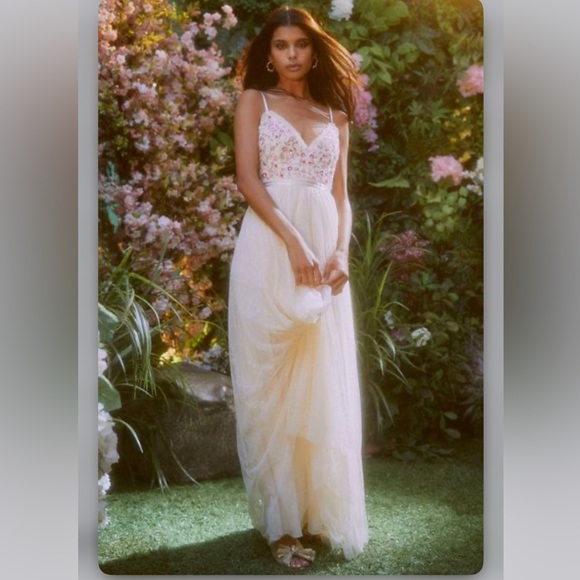 Anthropologie BHLDN Needle & Thread Elsie cami Cutout Embroidered Maxi Dress - Picture 1 of 11